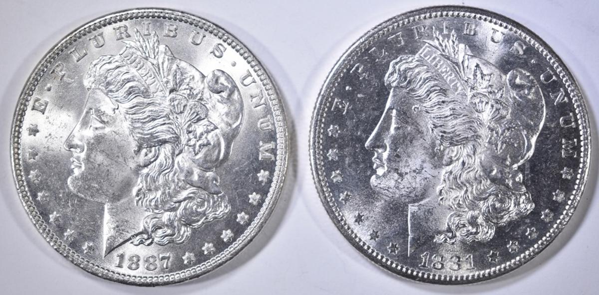 1881-S & 87 MORGAN DOLLARS CH BU