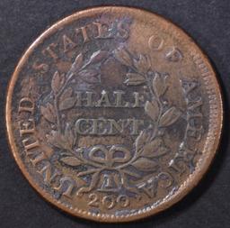 1804 HALF CENT VG DARK SPOTS