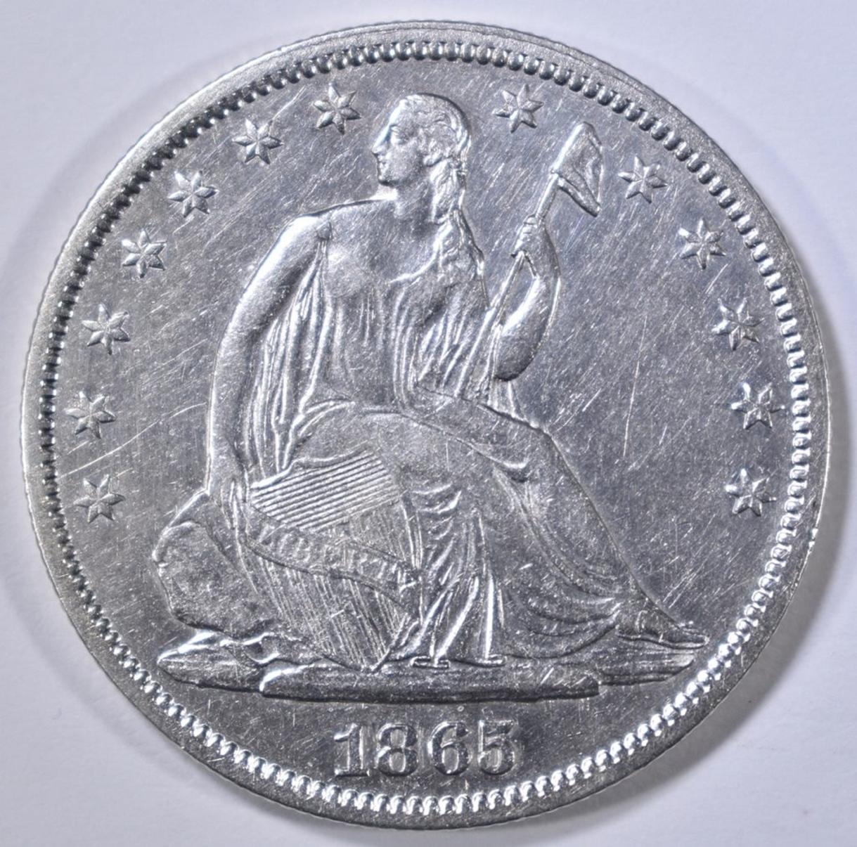 1865 SEATED LIBERTY HALF DOLLAR AU