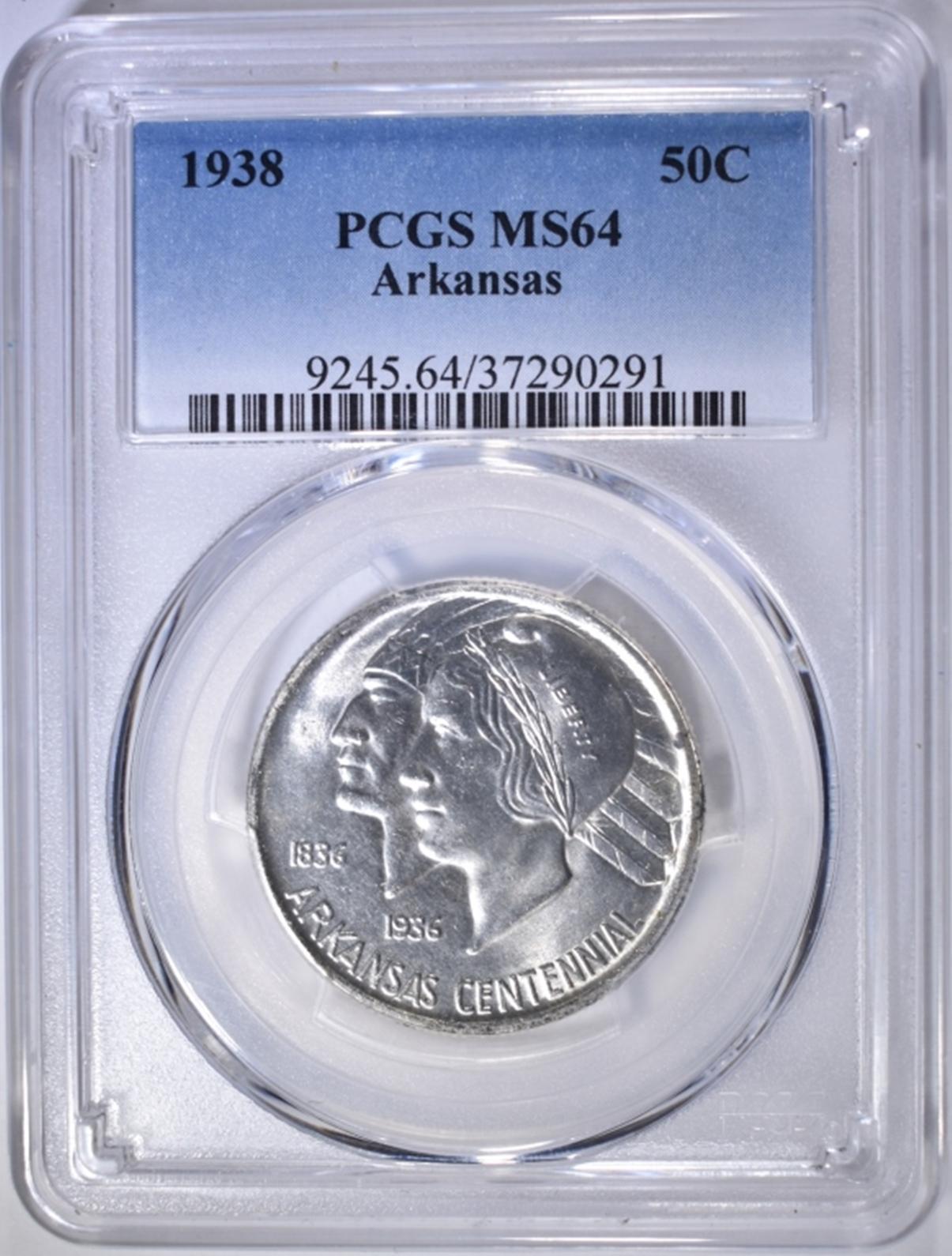 1938 ARKANSAS COMMEM HALF DOLLAR  PCGS MS-64