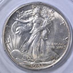 1943 WALKING LIBERTY HALF DOLLAR  PCGS MS-64