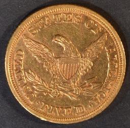 1852 $5 GOLD LIBERTY  BU  OLD CLEANING