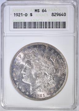 1921-D MORGAN DOLLAR  ANACS MS-64