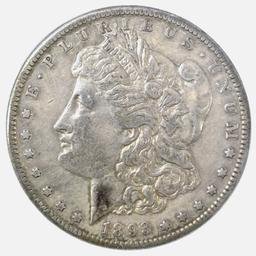 1893-S MORGAN DOLLAR, OBCS XF VERY SCARCE COIN