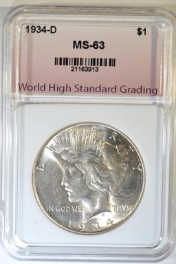 1934-D PEACE DOLLAR, WHSG CH BU