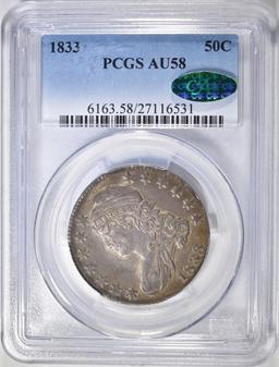 1833 BUST HALF DOLLAR PCGS AU-58 CAC