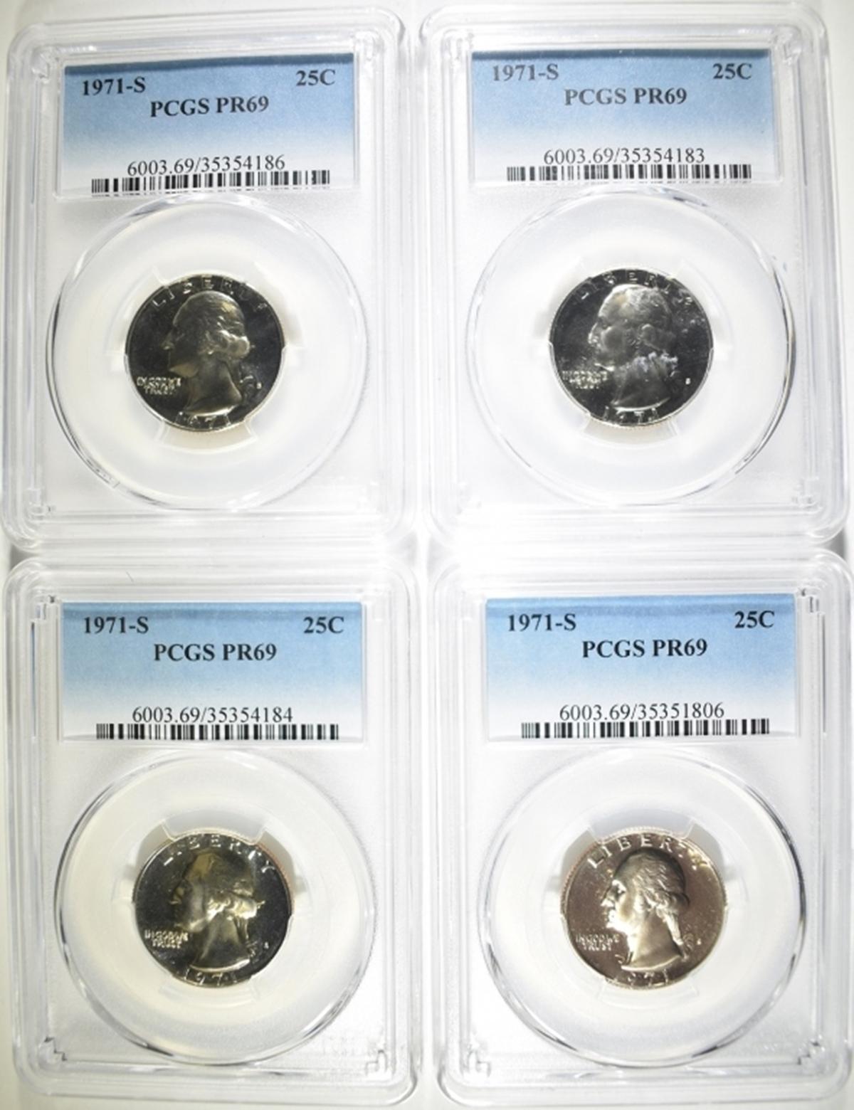 4-1971-S WASHINGTON QUARTERS, PCGS PR-69