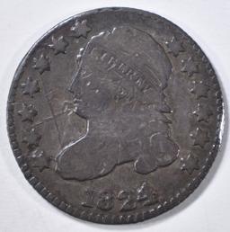 1824/2 BUST DIME, VG rim damage