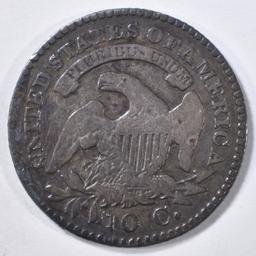 1824/2 BUST DIME, VG rim damage