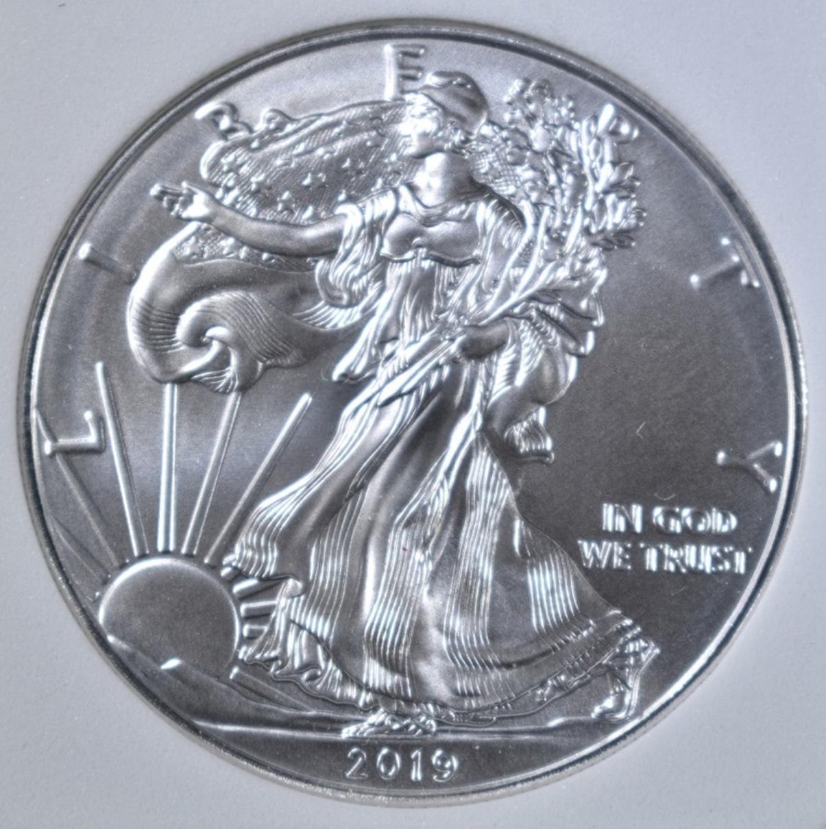 2019 AMERICAN SILVER EAGLE, WHSG PERFECT GEM BU