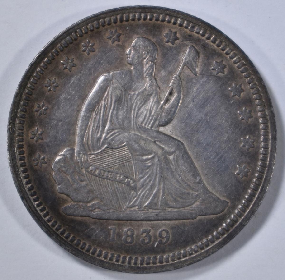 1839 NO DRAPERY SEATED QUARTER, AU