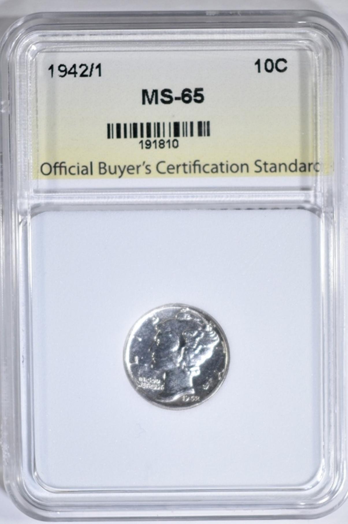 1942/1 MERCURY DIME  OBCS GEM BU WHITE