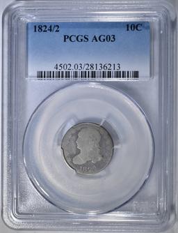 1824/2 BUST DIME PCGS AG-3