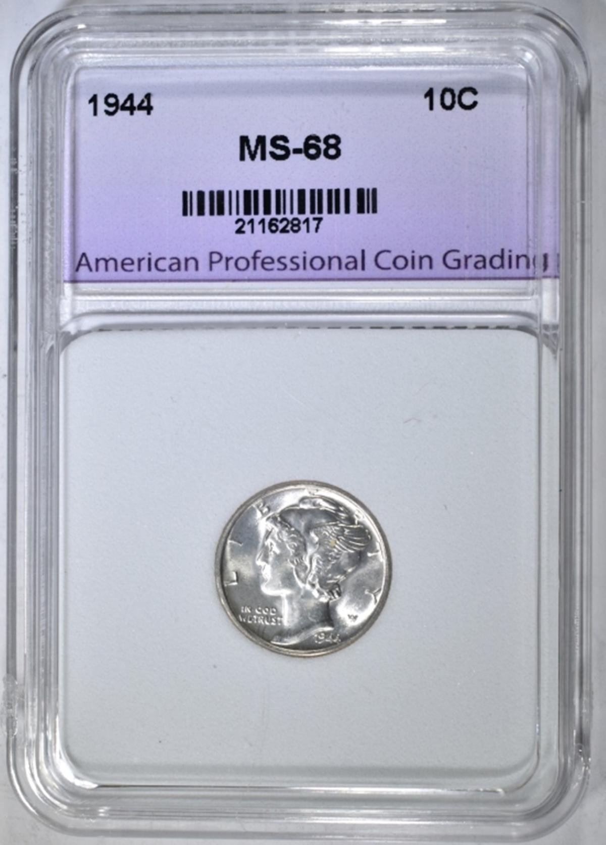 1944 MERCURY DIME, SUPERB GEM+ BU