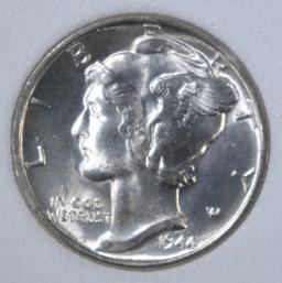 1944 MERCURY DIME, SUPERB GEM+ BU