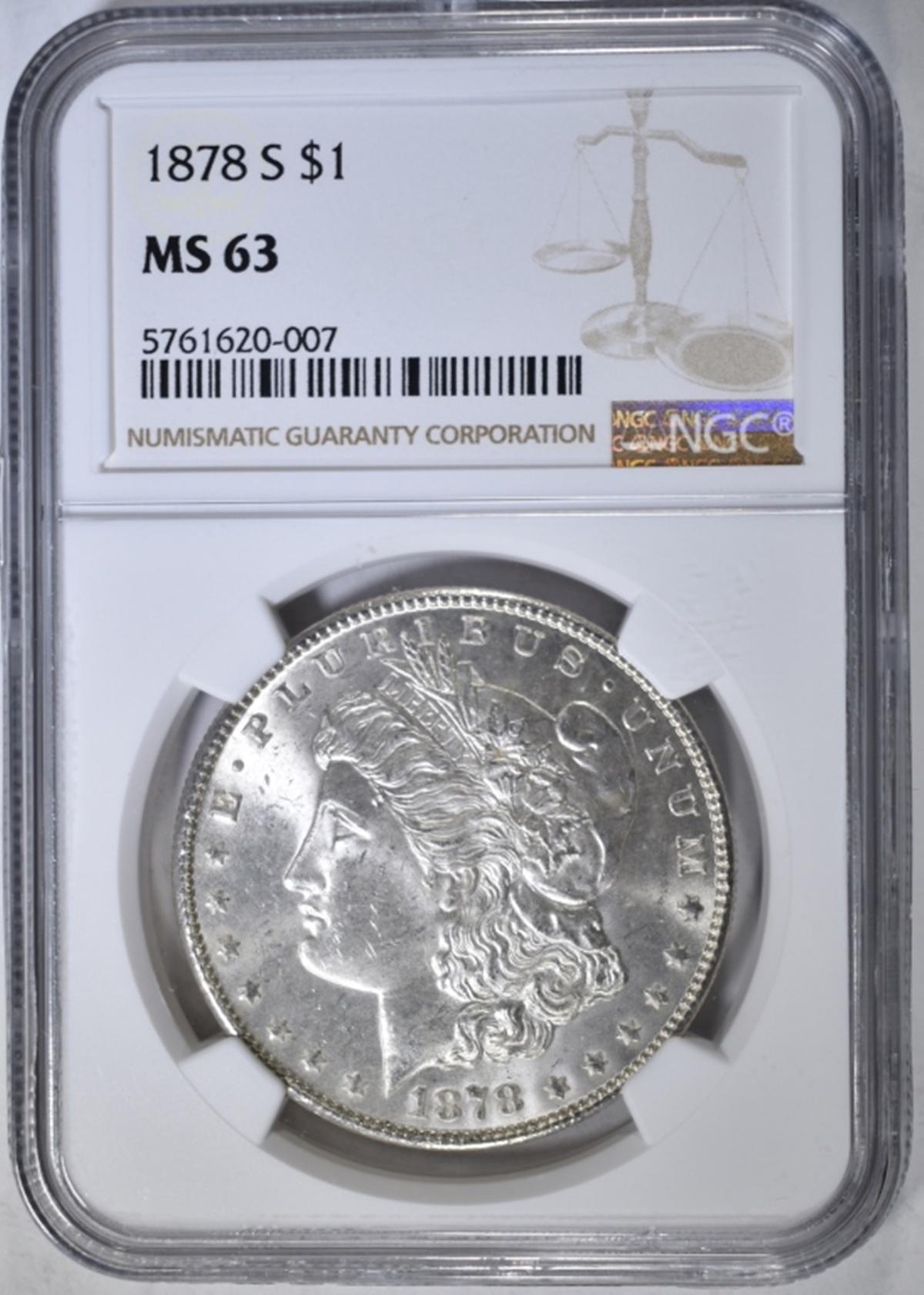 1878-S MORGAN DOLLAR, NGC MS-63