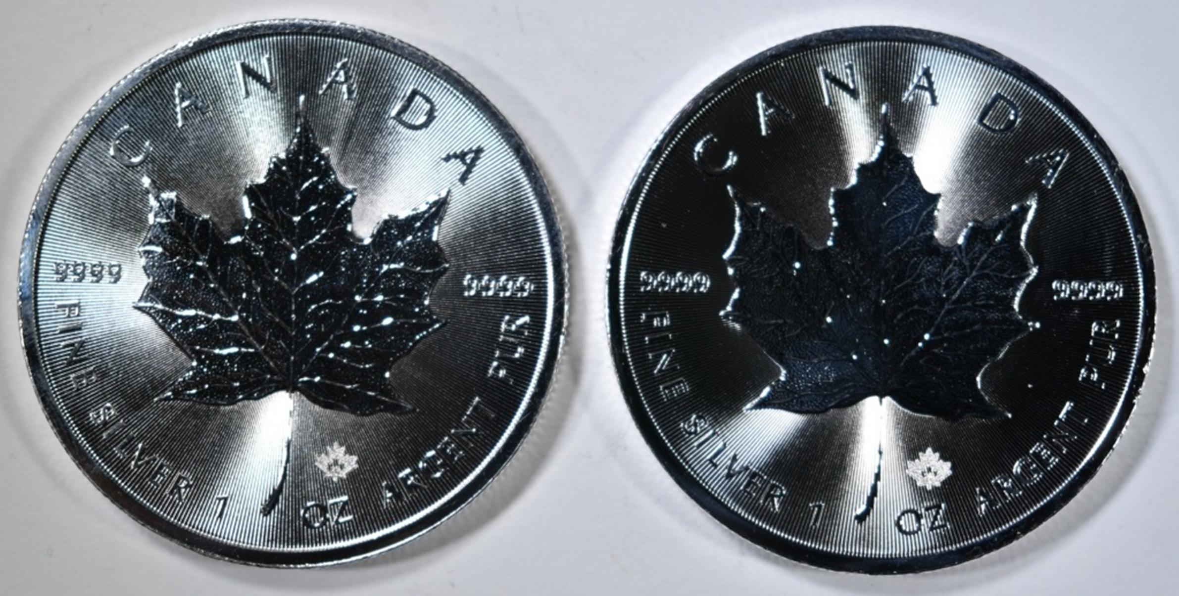 2019 & 2020 BU CANADA 1oz SILVER MAPLE LEAF COINS