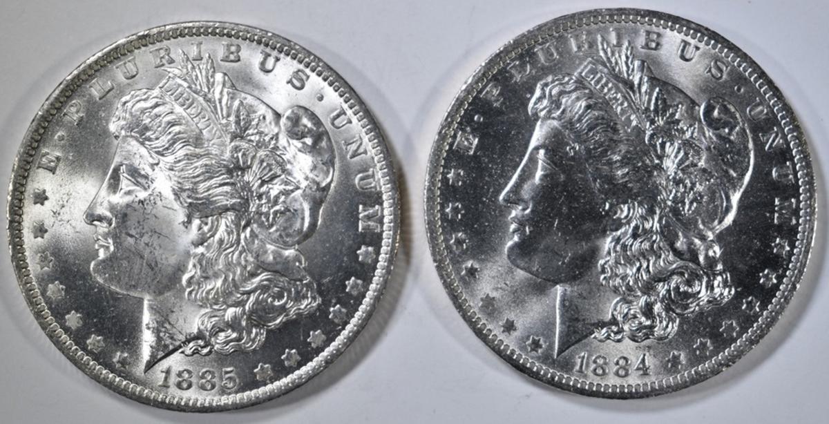 1884-O & 85-O MORGAN DOLLARS CH BU