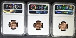 1965, 66 & 67 SMS LINCOLN CENTS, NGC MS-67 RED