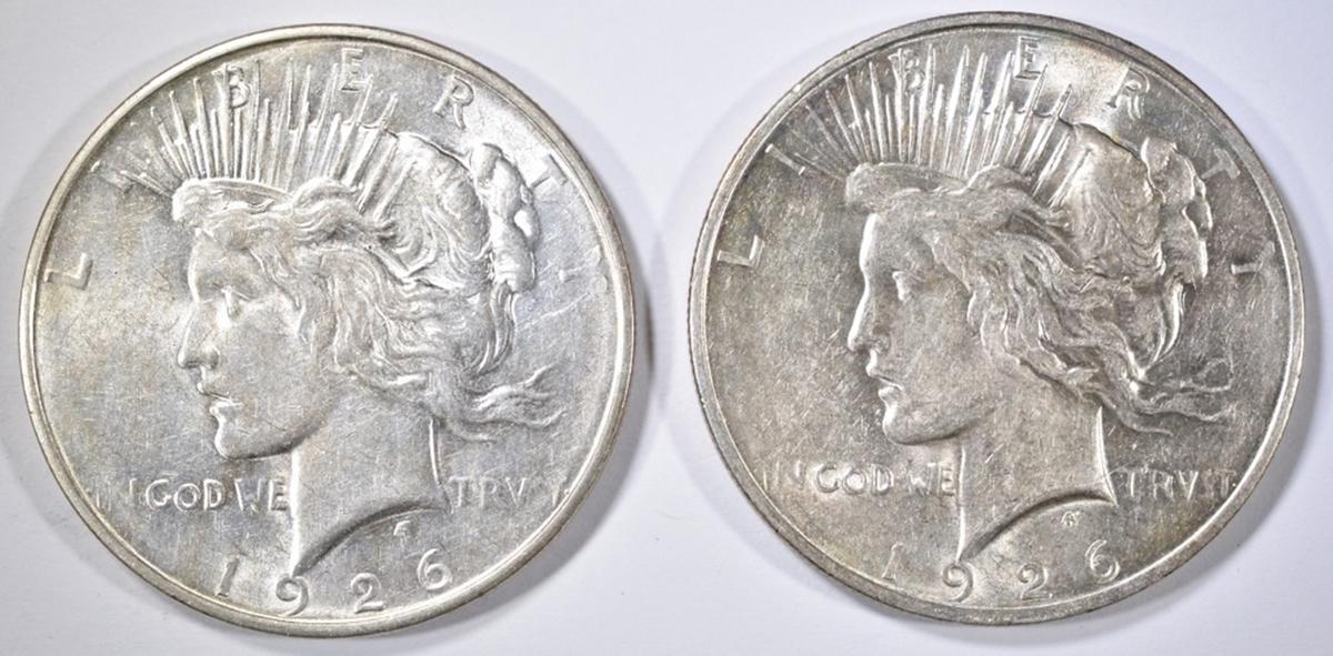 (2) 1926-D PEACE DOLLARS AU