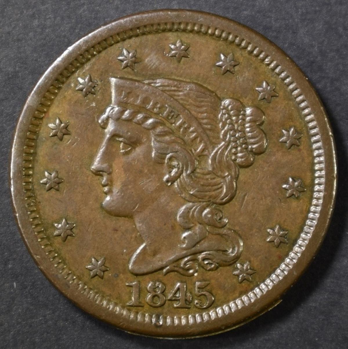 1845 LARGE CENT AU/BU