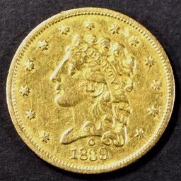 1839-O $2.5 CLASSIC HEAD GOLD AU/BU OLD CLEANING