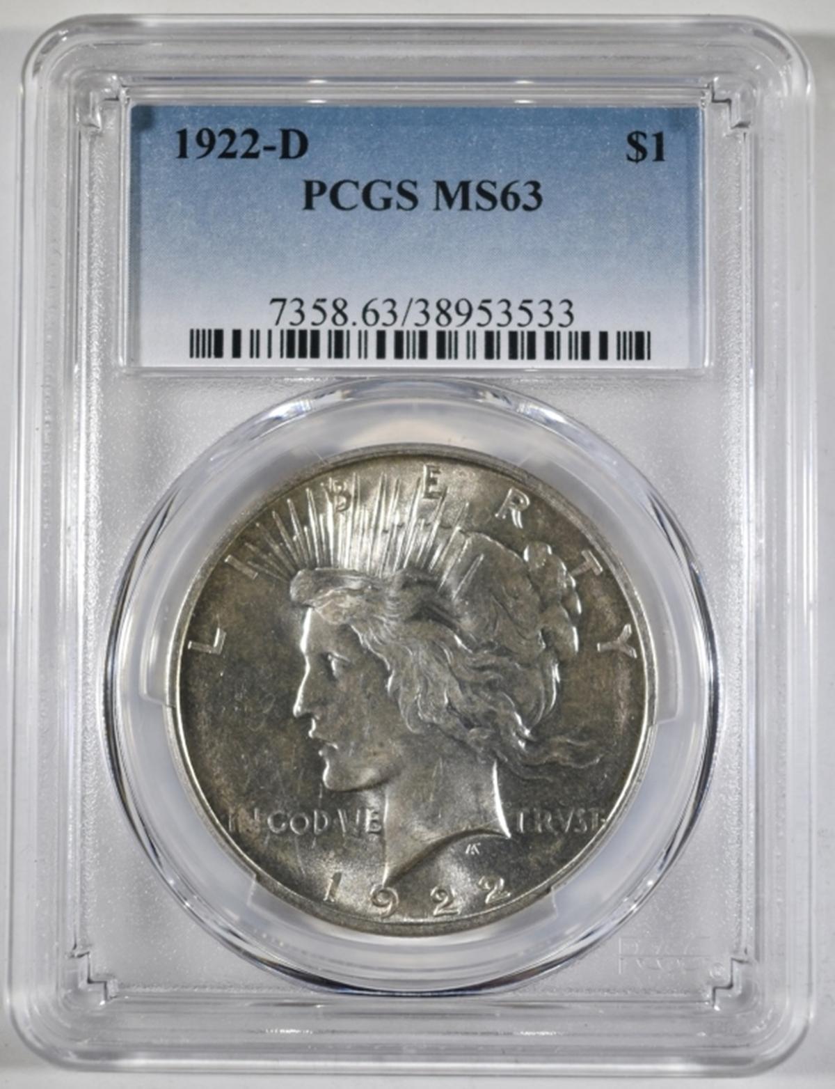 1922-D PEACE DOLLAR PCGS  MS-63