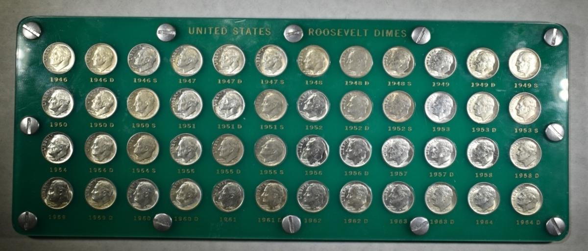 ROOSEVELT DIME COLLECTION  1946-1964  AU/BU