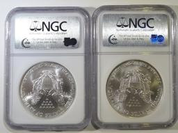 2000 & 01 SILVER EAGLES NGC MS-69