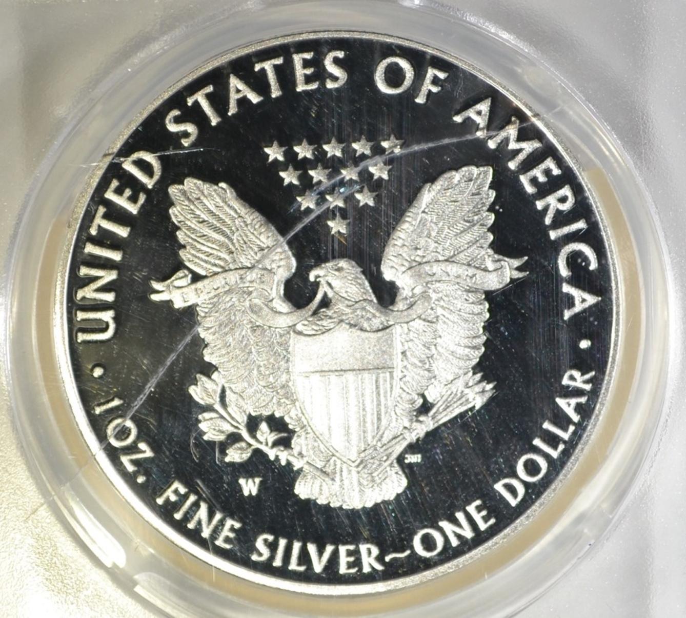 2016-W SILVER EAGLE ANACS PR-70 DCAM FIRST DAY