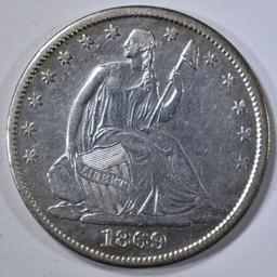 1869-S SEATED HALF DOLLAR  AU