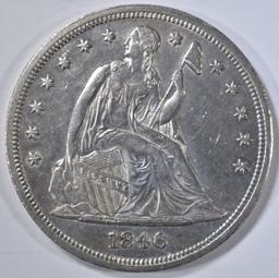 1846 SEATED DOLLAR  AU/BU