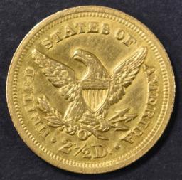 1850-O $2.5 GOLD LIBERTY  BU  OLD CLEANING