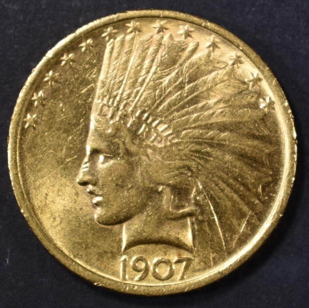 1907 $10 GOLD INDIAN  BU