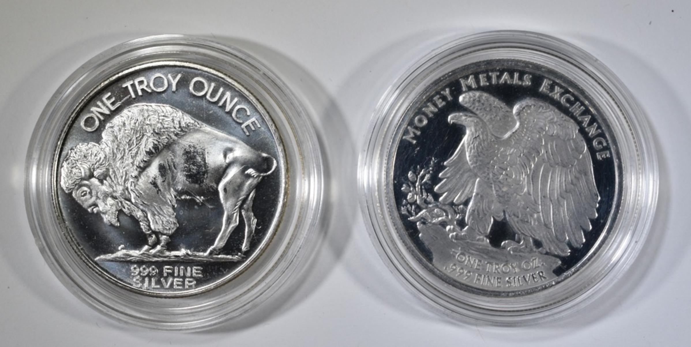 2 ONE TROY OUNCE SILVER ROUNDS
