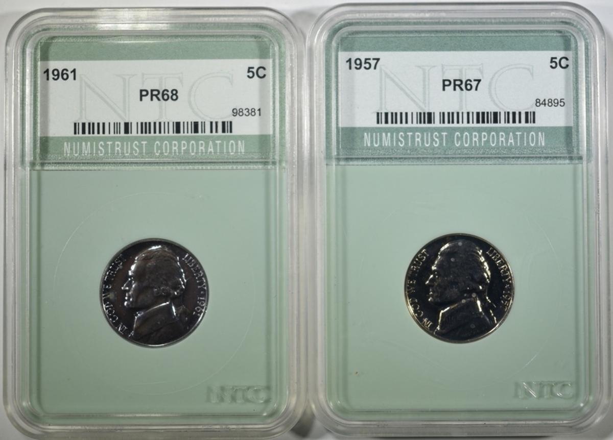 1957 & 61 JEFFERSON NICKELS NTC SUPER GEM PROOF