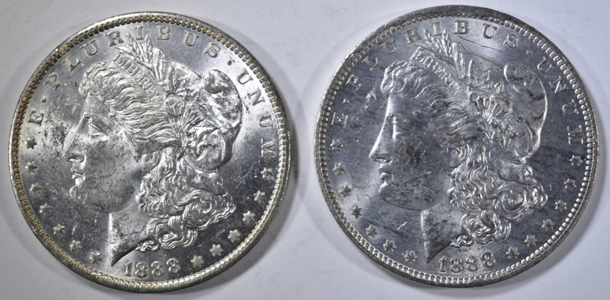 2 1888-O MORGAN DOLLARS CH BU