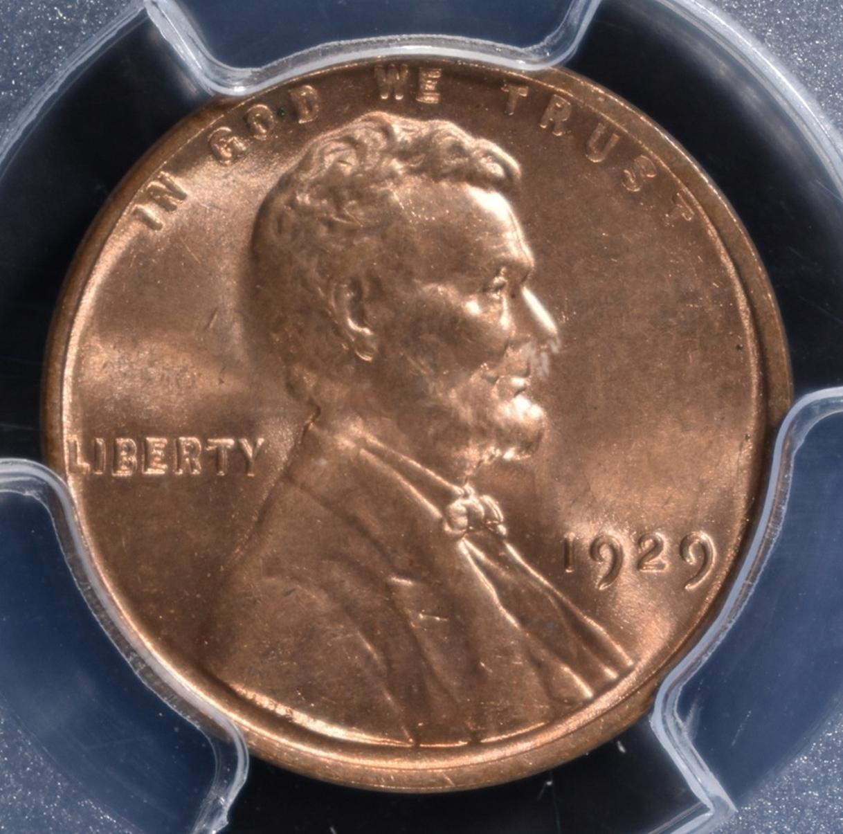 1929 LINCOLN CENT PCGS MS-64 RD