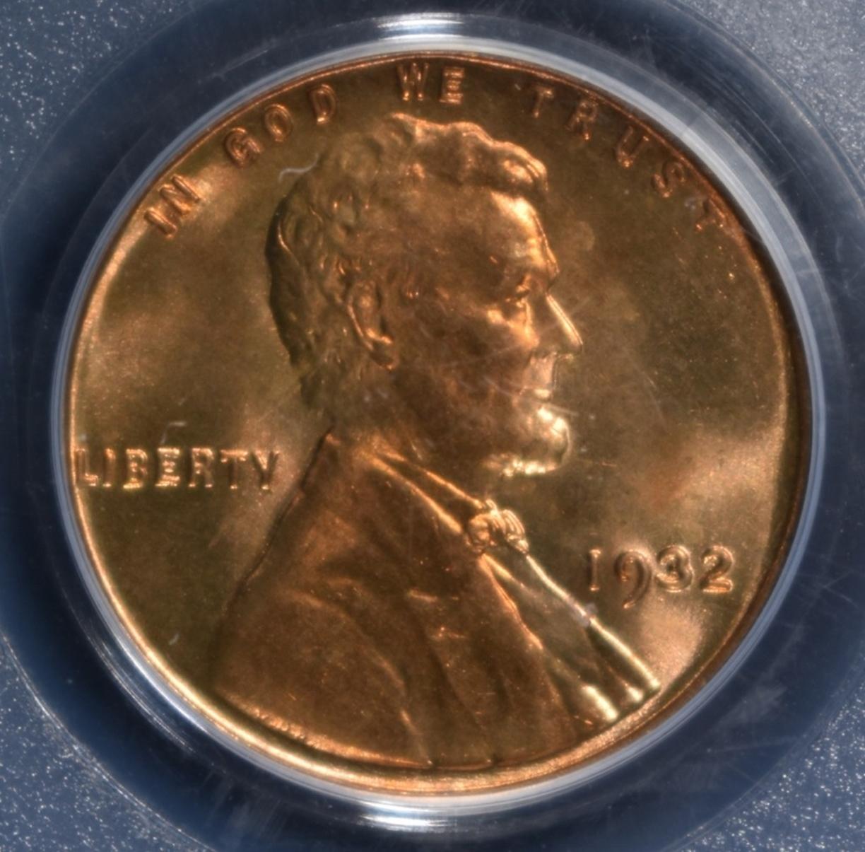 1932 LINCOLN CENT PCGS MS-65 RD