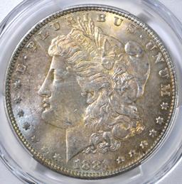 1881 MORGAN DOLLAR, PCGS MS-64 RAINBOW COLOR