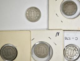 3-CENT NICKEL LOT: