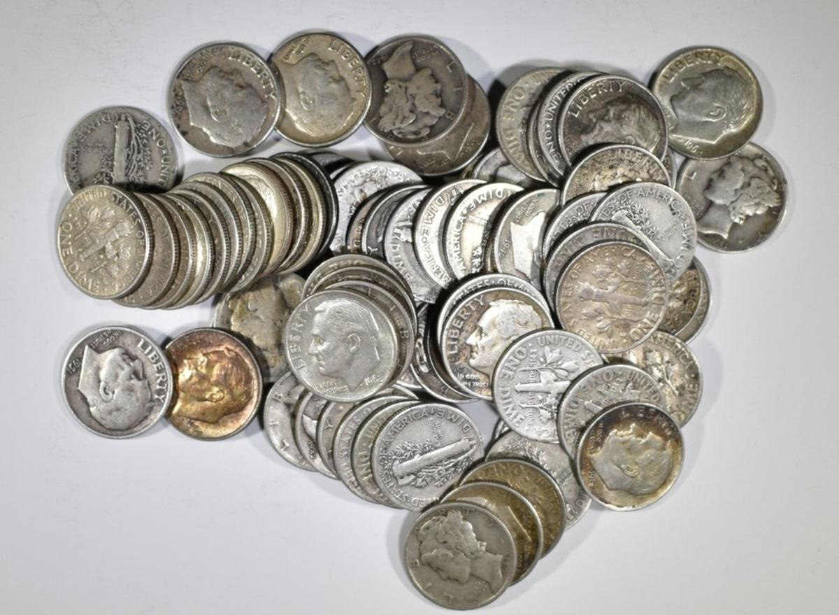 $3.00 MERCURY & $5.00 ROOSEVELT 90% SILVER DIMES