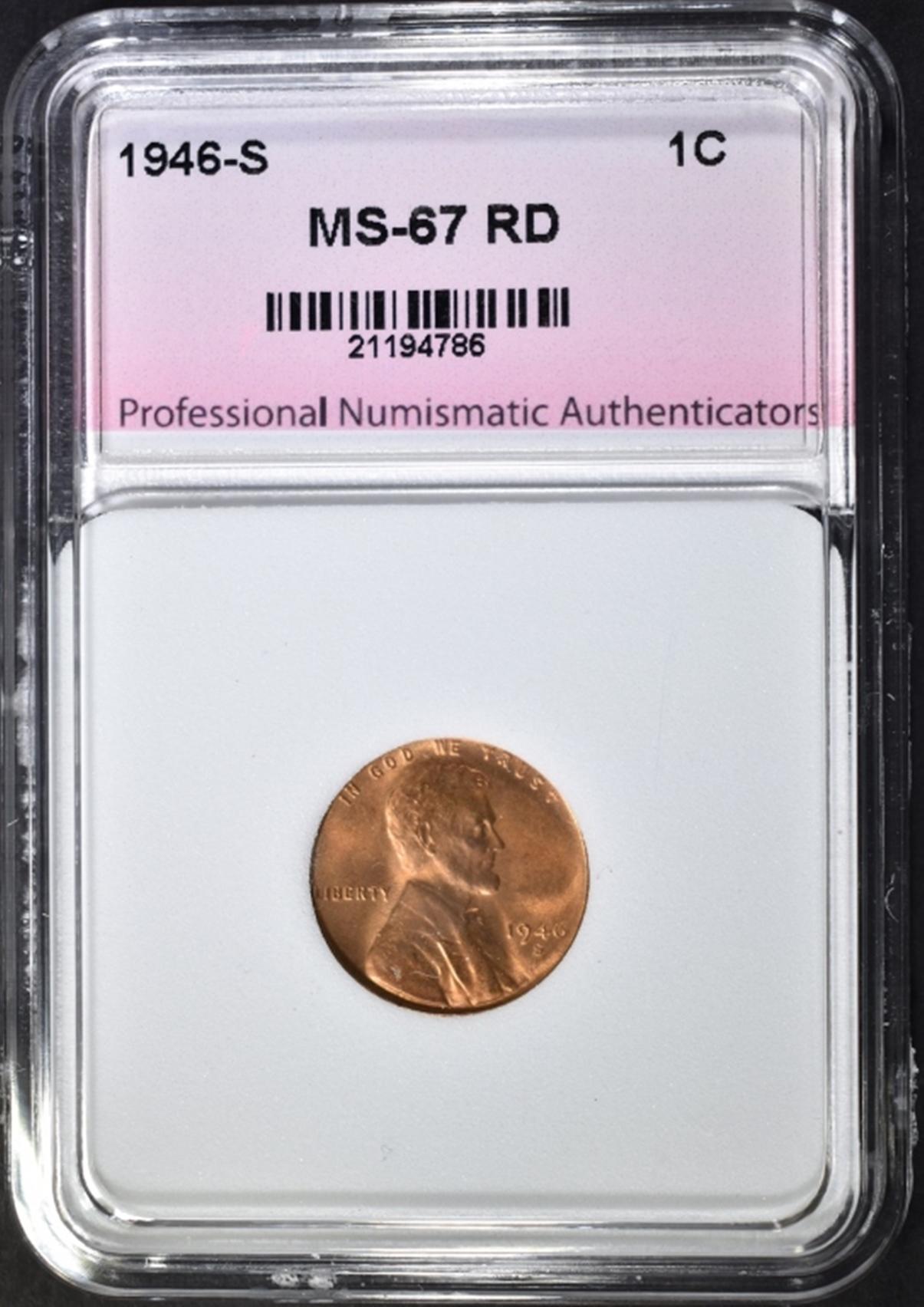 1946-S LINCOLN CENT, PNA SUPERB GEM BU RED