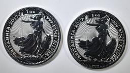 2-2017 1oz SILVER BRITISH BRITANNIA COINS