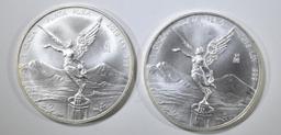 2-BU 2018 MEXICAN 1oz SILVER LIBERTAD COINS