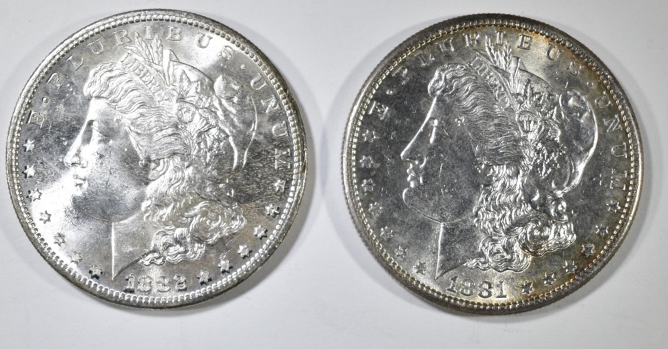 1881-S & 82-S MORGAN DOLLARS CH BU