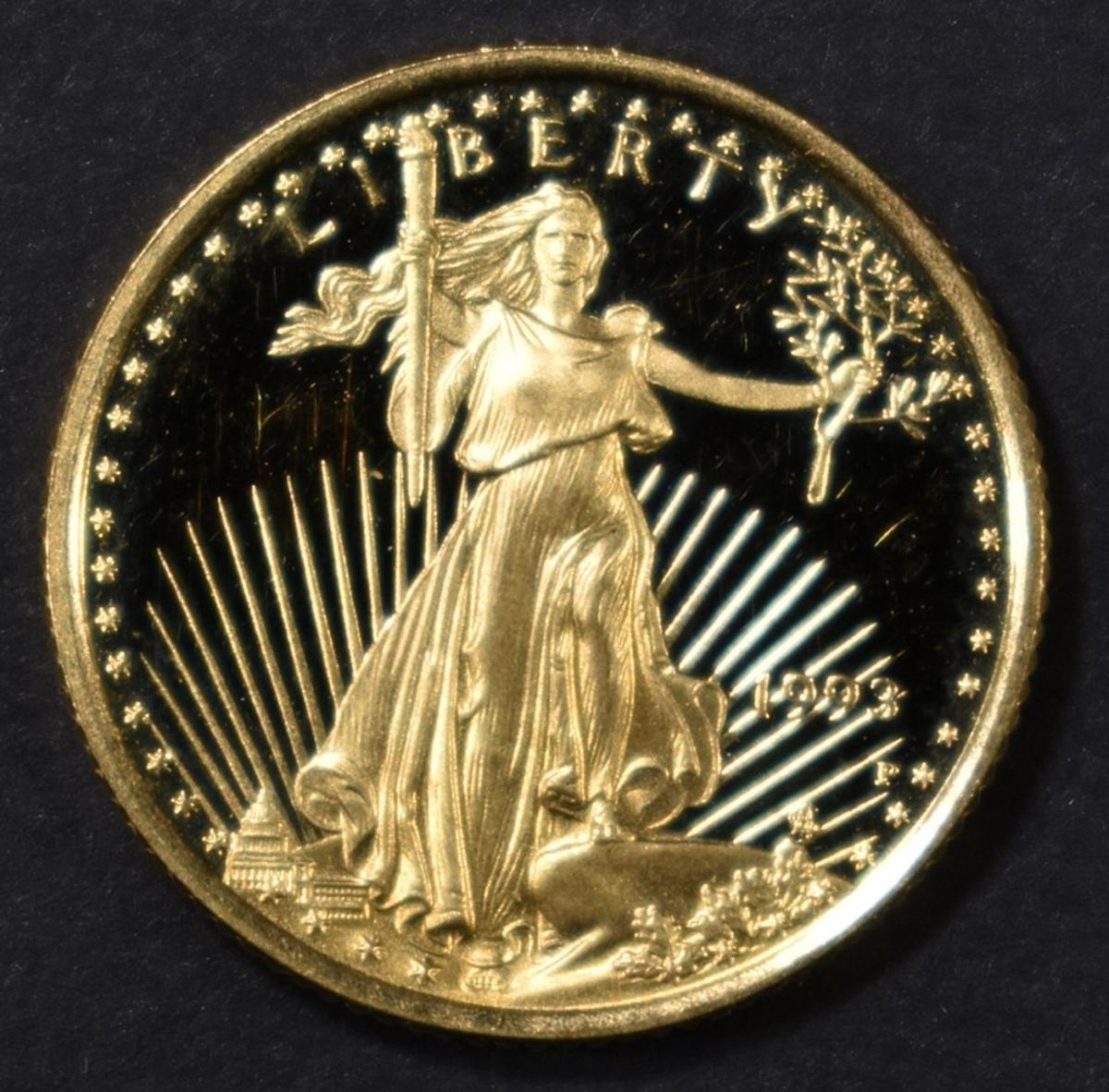 1993 $5 PROOF 1/10th OUNCE GOLD EAGLE