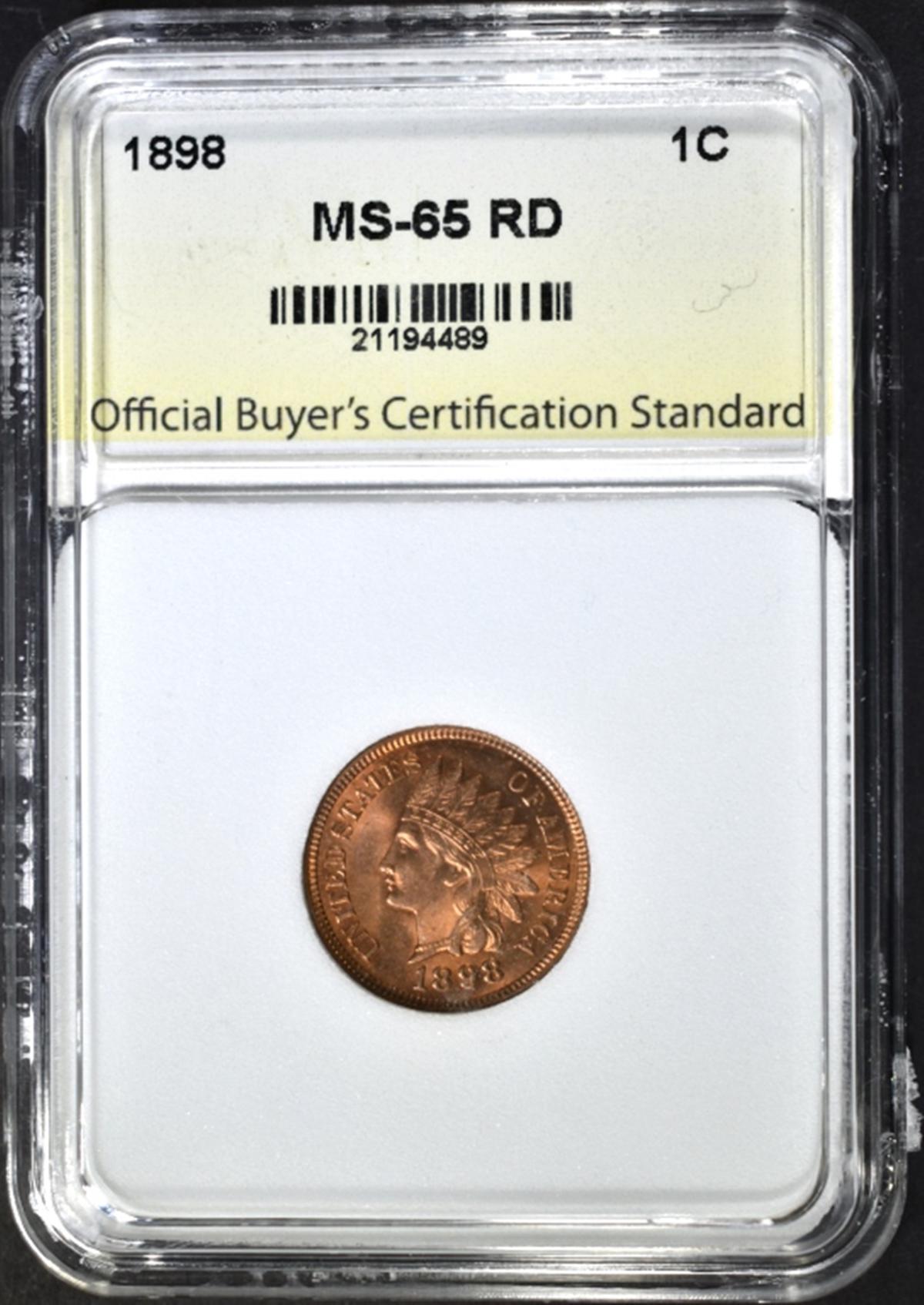 1898 INDIAN CENT, OBCS GEM BU RED