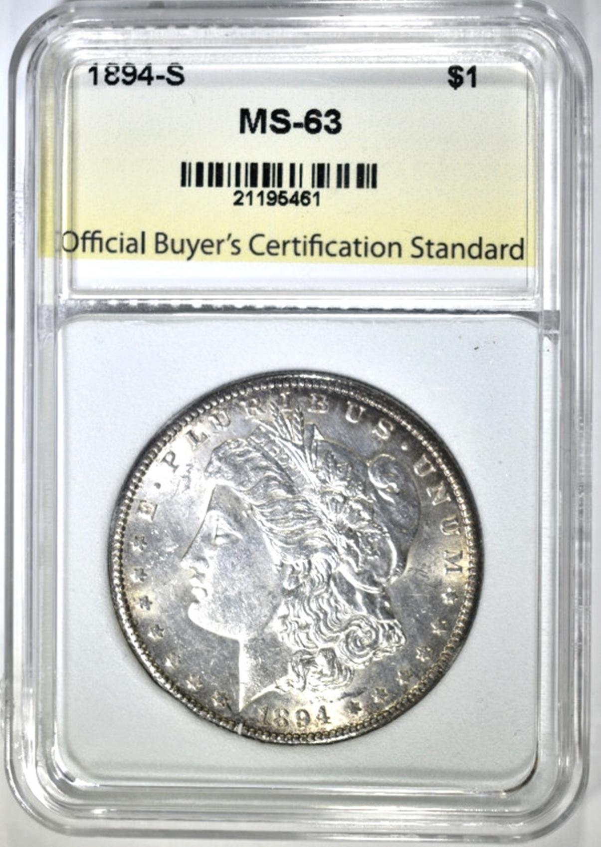 1894-S MORGAN DOLLAR, OBCS CH BU