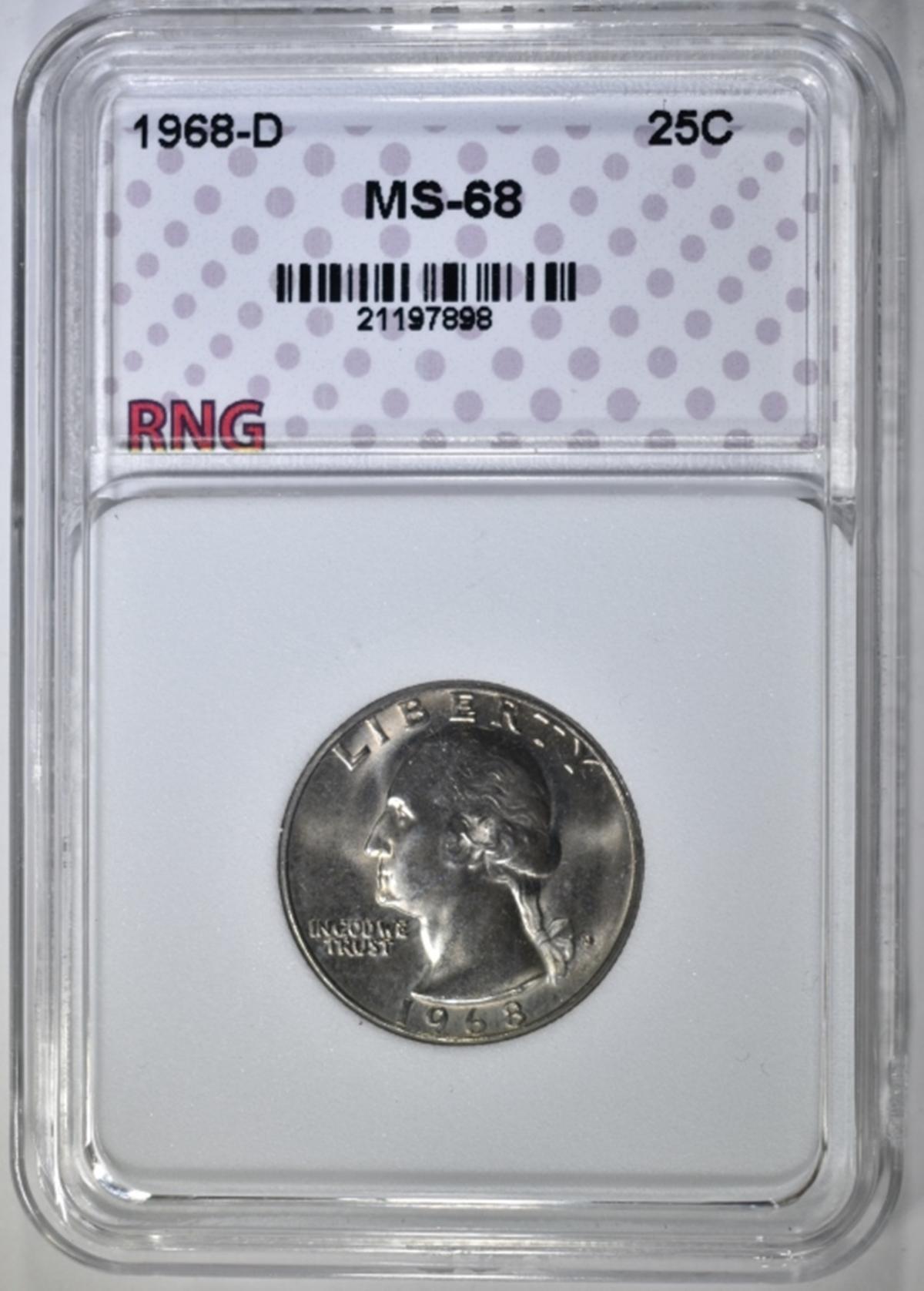 1968-D WASHINGTON QUARTER, RNG SUPERB GEM+ BU